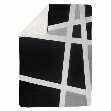 BEGIN HOME DECOR 60 x 80 in. Black & White Abstract Lines-Sherpa Fleece Blanket 5545-6080-AB35